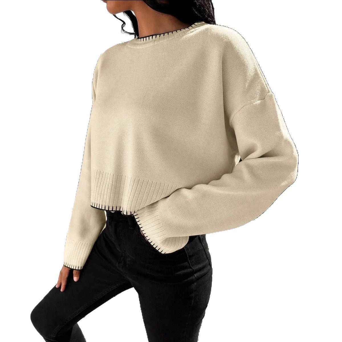 Pull en maille cropped pour femmes avec une fine structure côtelée et une coupe décontractée Chic und Stil