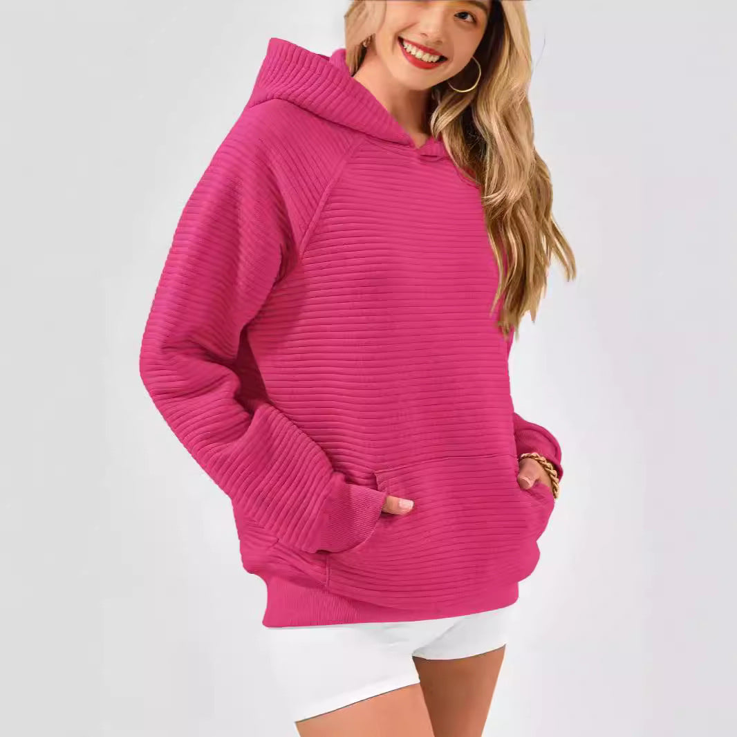 Pull en nid d'abeille douillet pour femmes avec capuche et poche kangourou Chic und Stil