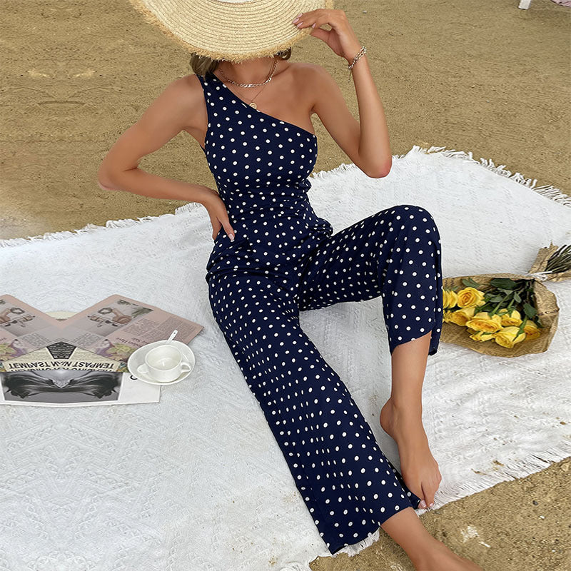 Robe maxi à pois asymétrique pour femmes Chic und Stil