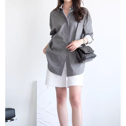 Chemise classique surdimensionnée à boutons pour femmes Chic und Stil