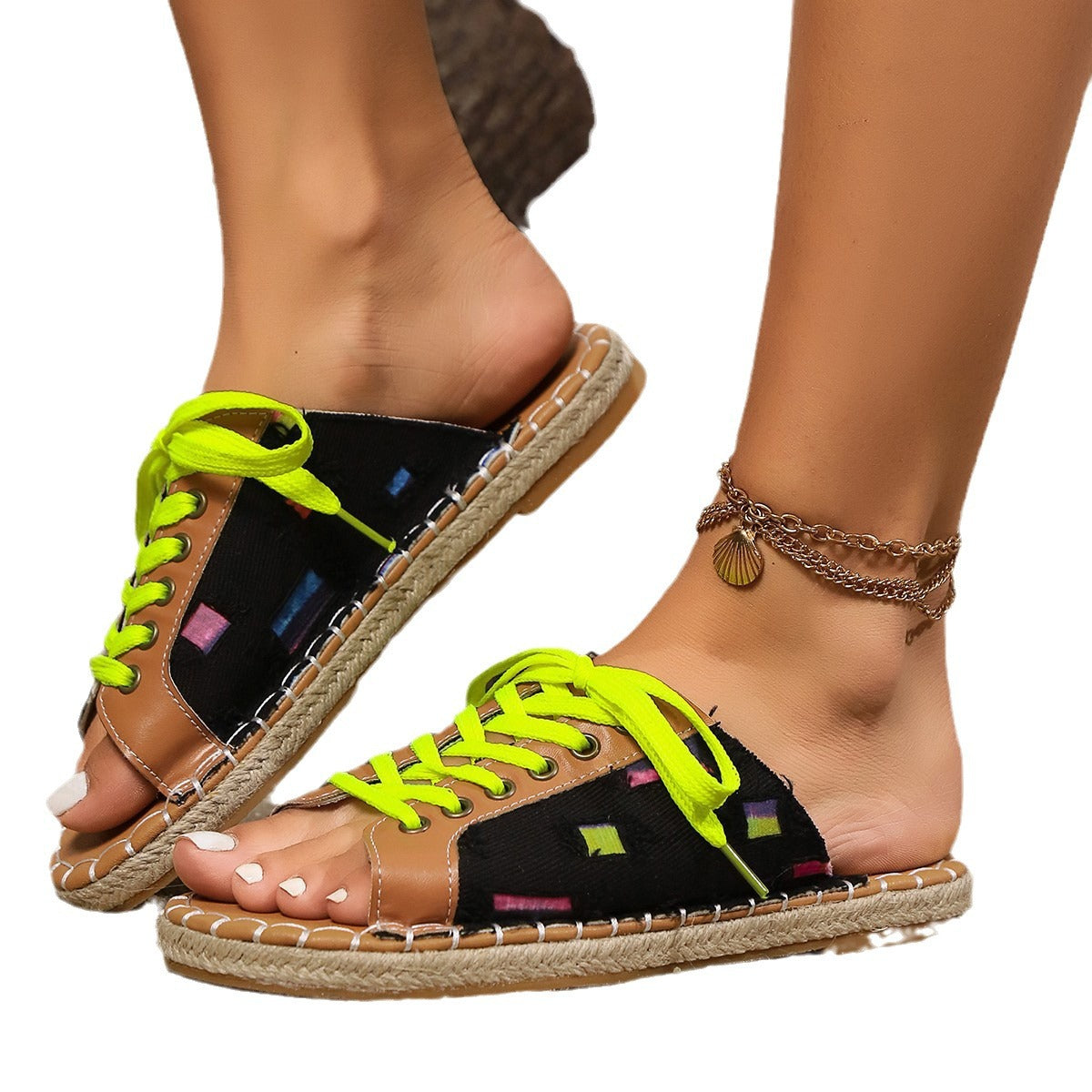 Sandales de loisir pour femmes au style camouflage décontracté avec détail de laçage Chic und Stil