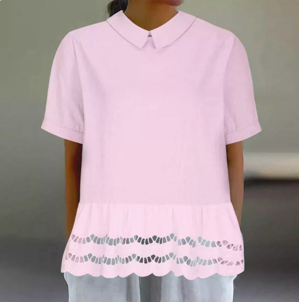 Blouse à ourlet en dentelle élégante Chic und Stil pour femmes