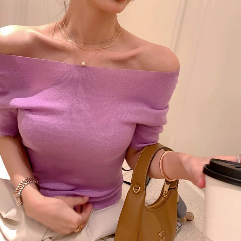 Haut en tricot off-shoulder pour femmes Chic und Stil