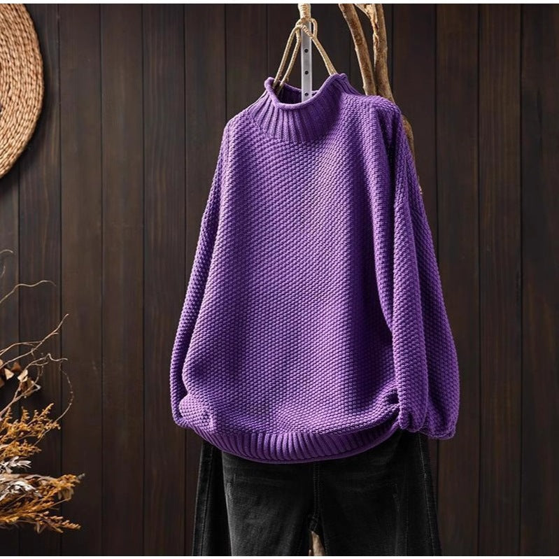 Pull en tricot oversized pour femmes avec col montant Chic und Stil