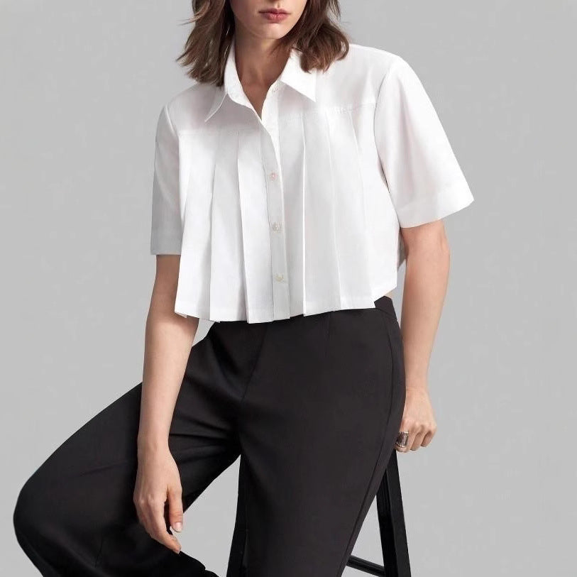 Chemisier à manches courtes pour femmes avec un élégant effet plissé Chic und Stil