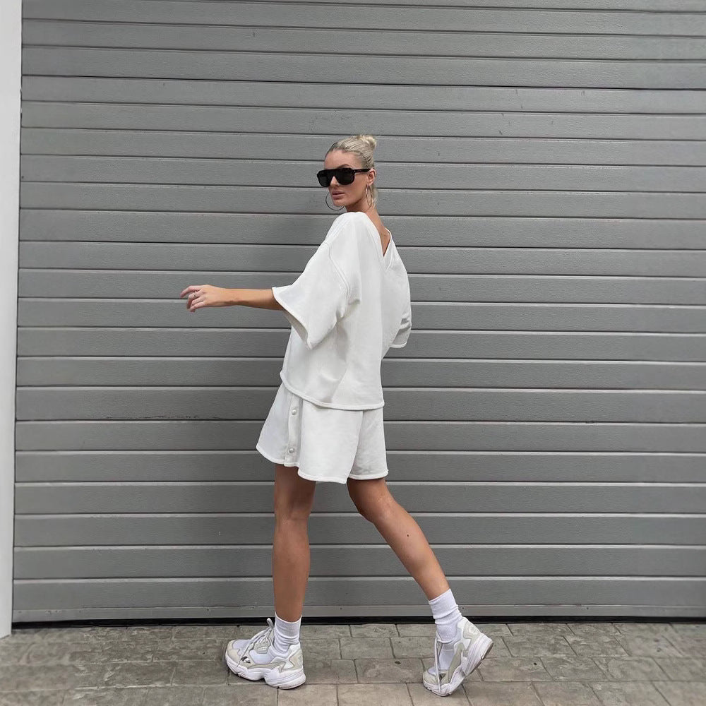 Ensemble haut décontracté et shorts pour femmes avec coupe surdimensionnée et séchage rapide Chic und Stil