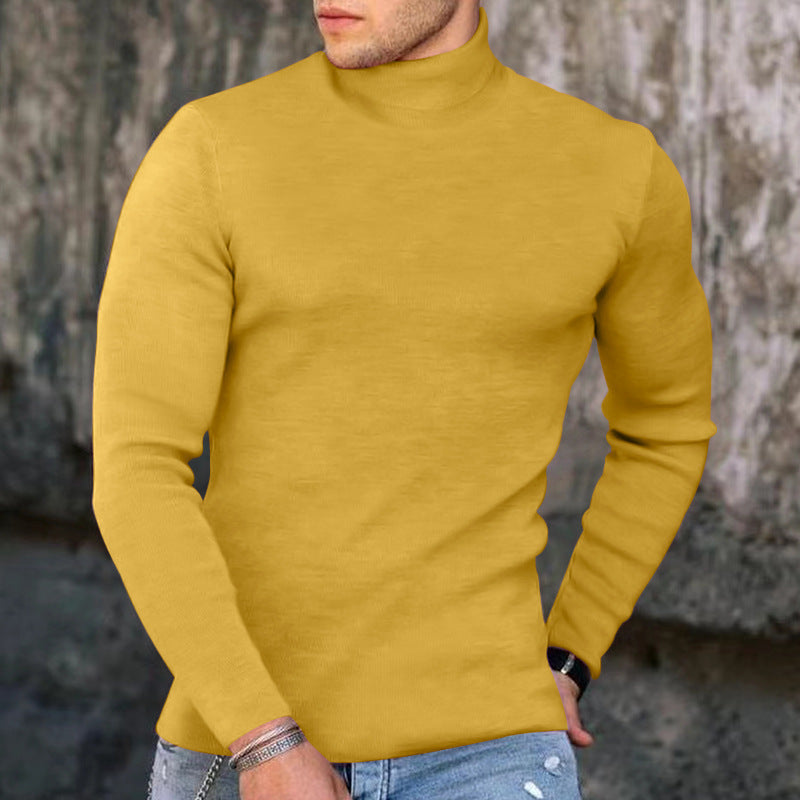 Hommes Haut de gamme Haut à col roulé en matériau élastique Chic und Stil