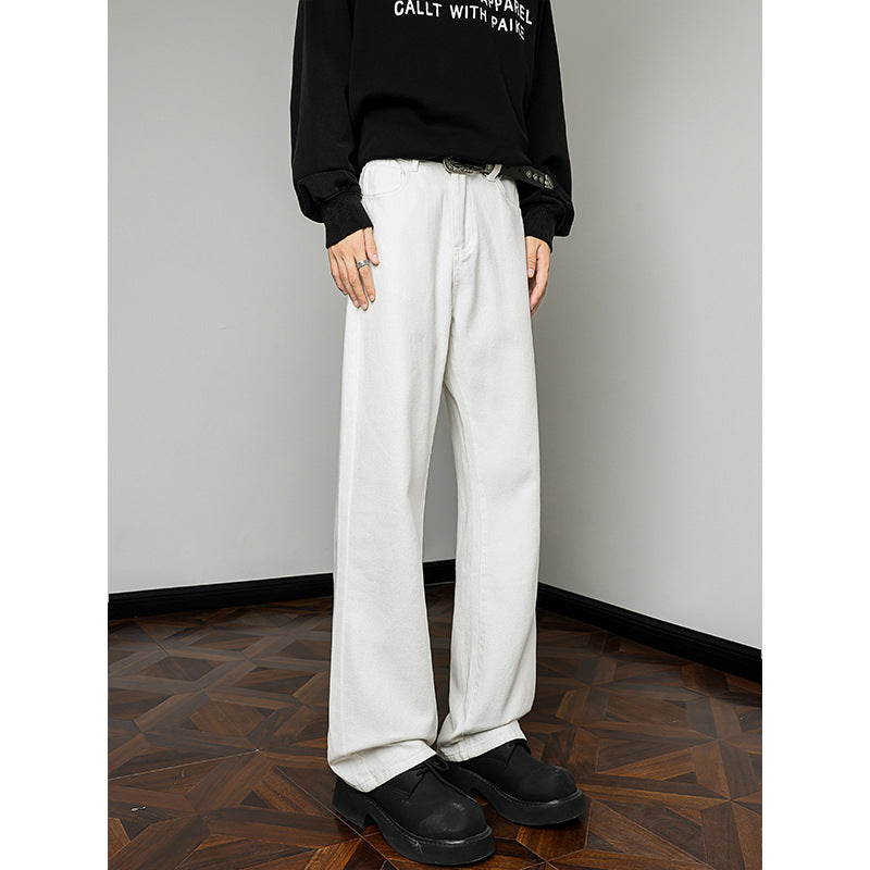 Wide leg denim pants for men with high waist and relaxed fit Chic and Style