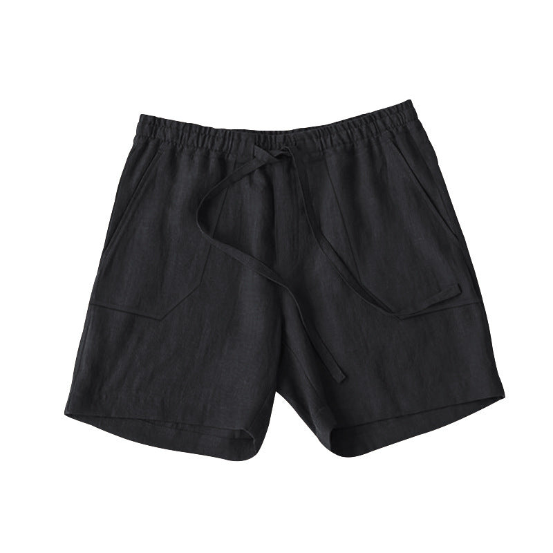 Shorts d'été en lin pour femmes avec taille élastique et poches pratiques Chic und Stil