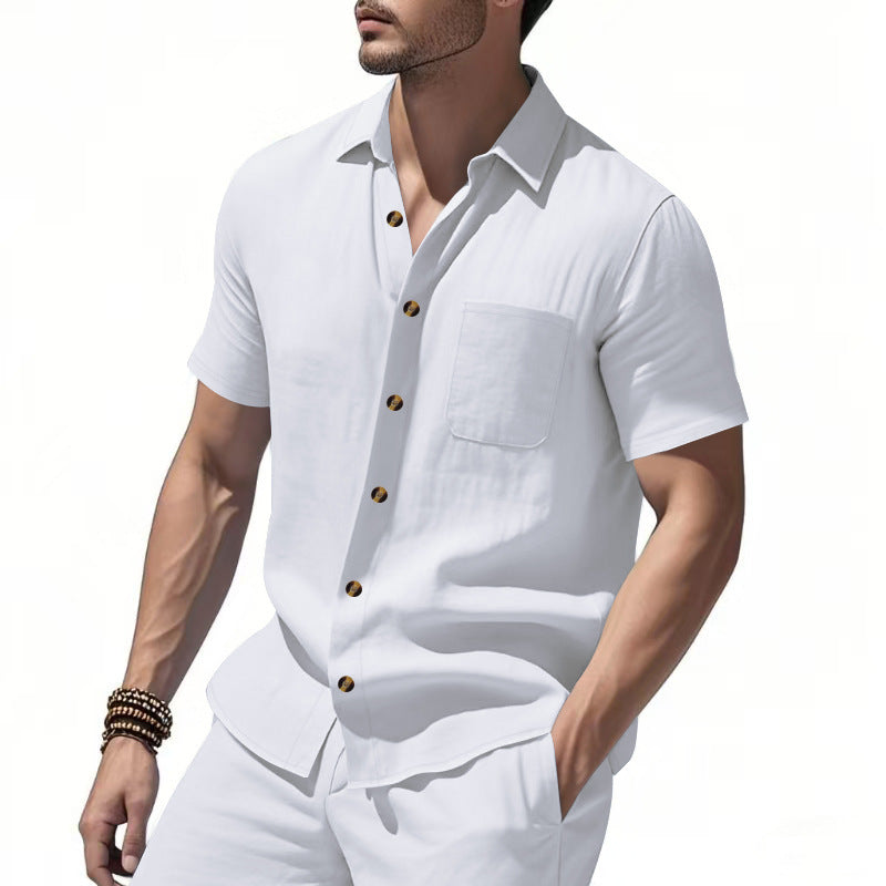 Chemise à manches courtes pour homme avec poche poitrine et détails de boutons à la mode Chic und Stil