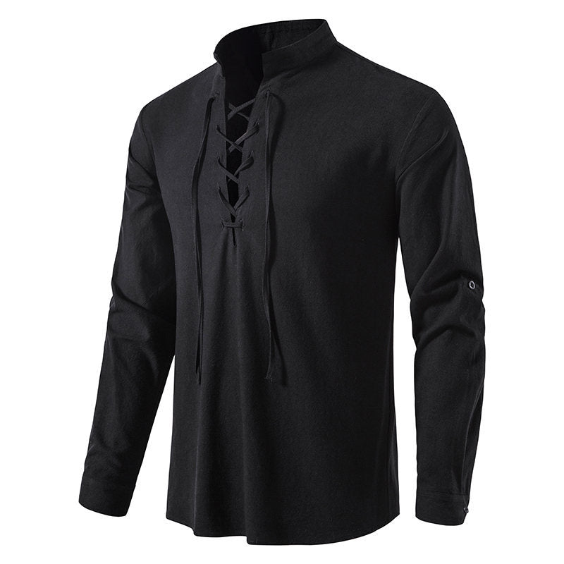 Chemise à manches longues pour hommes avec cordage décontracté Chic und Stil