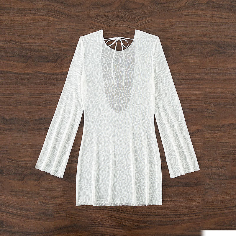 Robe de couverture en maillot de bain structuré transparent Chic und Stil pour femmes