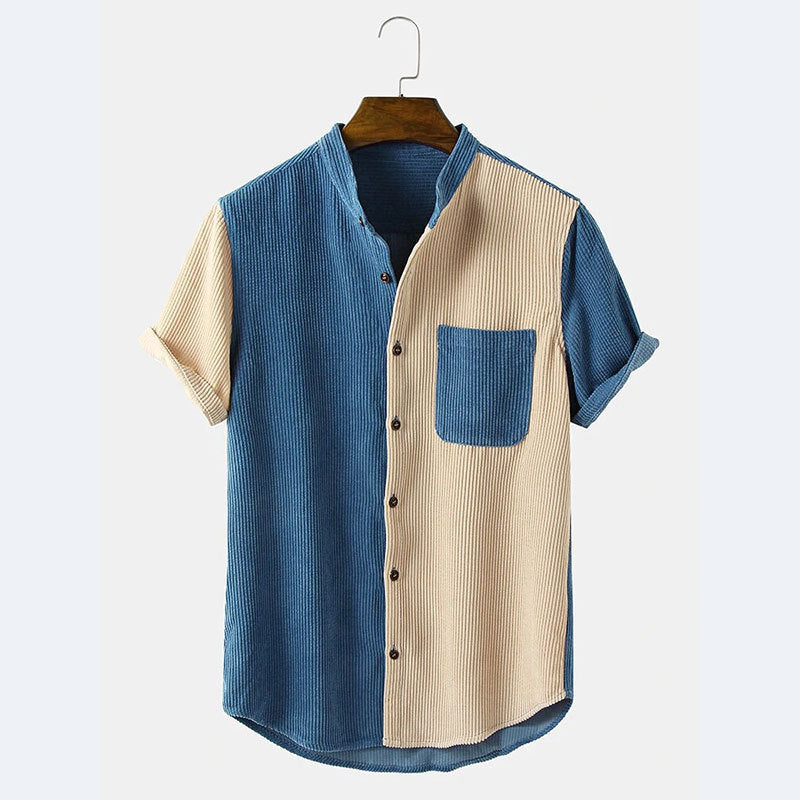 Chemise à manches courtes pour hommes avec design texturé et patte de boutonnage Chic und Stil