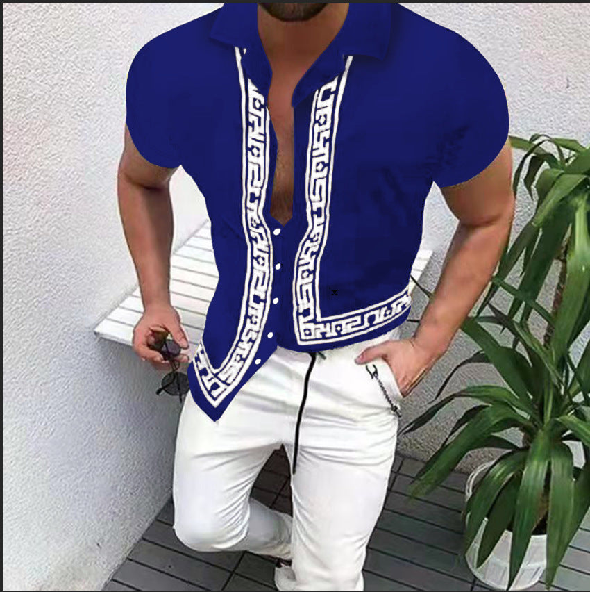 Chemise à manches courtes géométrique à boutons Chic und Stil
