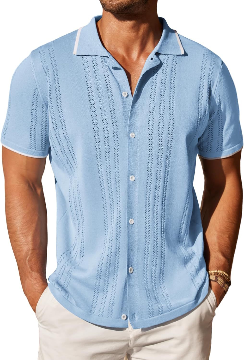 Chemise à manches courtes pour hommes avec motif texturé Chic und Stil