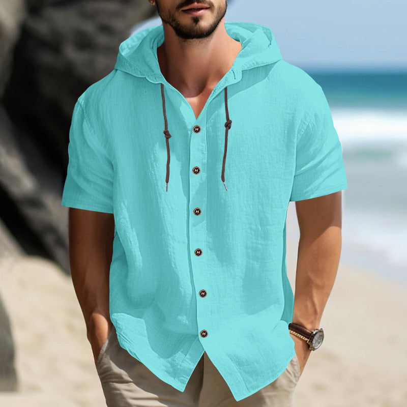 Chemise décontractée à manches courtes pour hommes avec capuche Chic und Stil