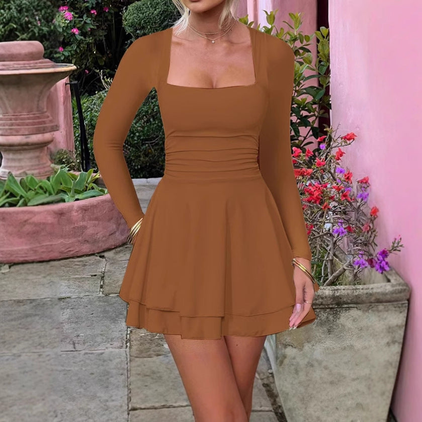 Robe mini pour dames à manches longues et avec un ourlet à volants séduisant Chic und Stil