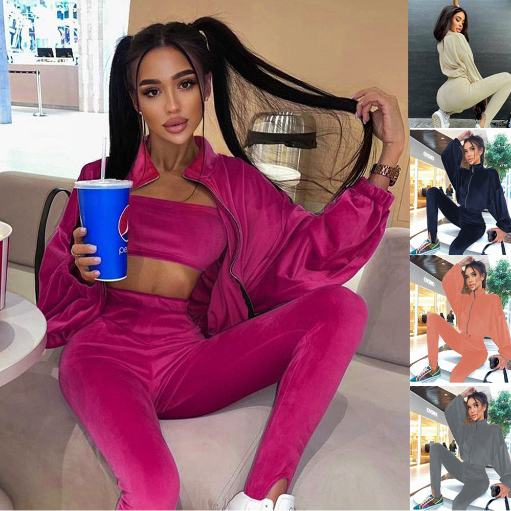 Vêtements de sport pour femmes avec col montant et taille élastique Chic und Stil