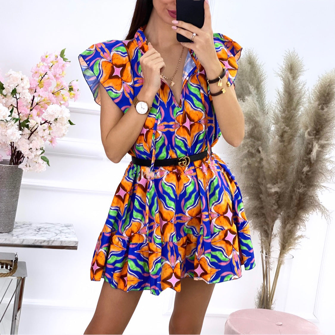 Robe maxi évasée à manches flottantes Chic und Stil