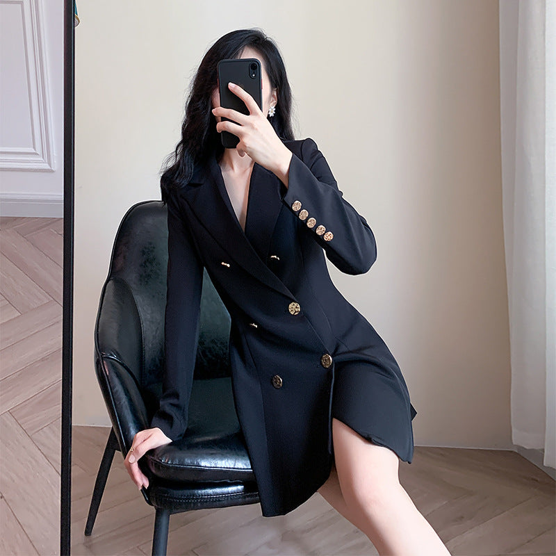 Robe blazer mini double boutonnage ajustée pour femmes Chic und Stil