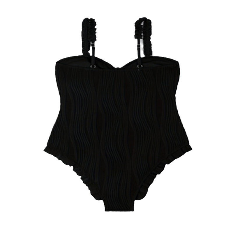 Dames Détail Froncé Taille Haute Maillot de Bain Chic und Stil