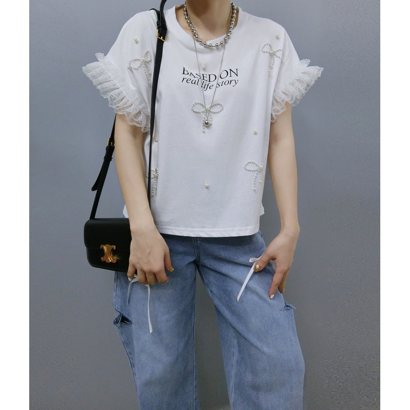 T-shirt graphique de loisirs à manches volantes pour femmes Chic und Stil