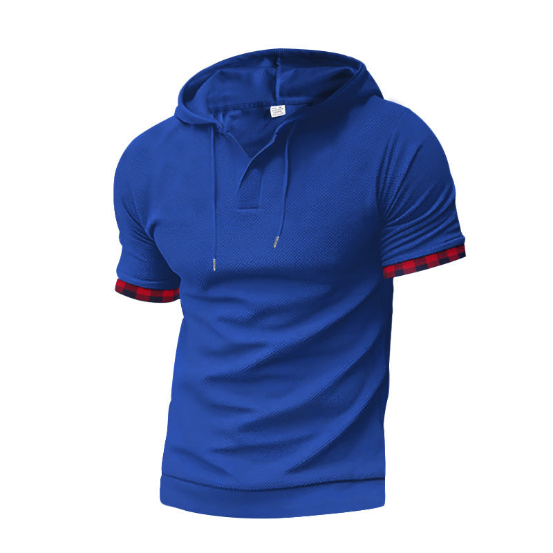 Chemise à manches courtes sportive pour hommes avec capuche et détails à carreaux Chic und Stil