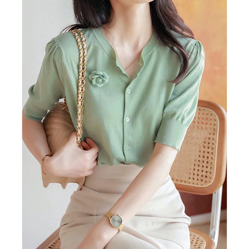 Haut en maille élégant à boutonnage pour femme Chic und Stil