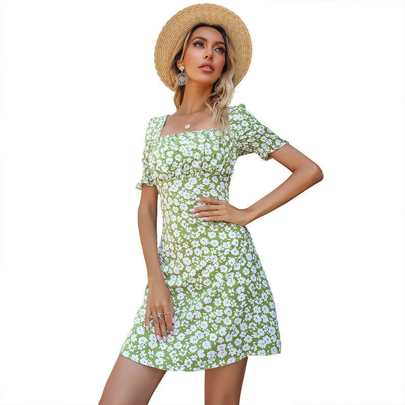 Robe mini à fleurs pour femmes avec manches bouffantes Chic und Stil