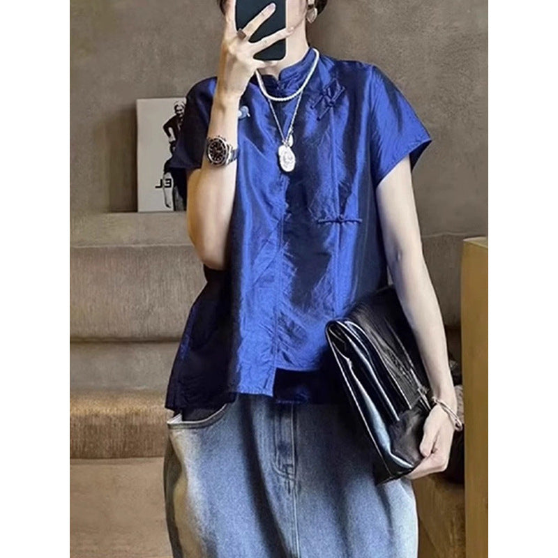 Chemise décontractée à col mandarin pour femmes Chic und Stil
