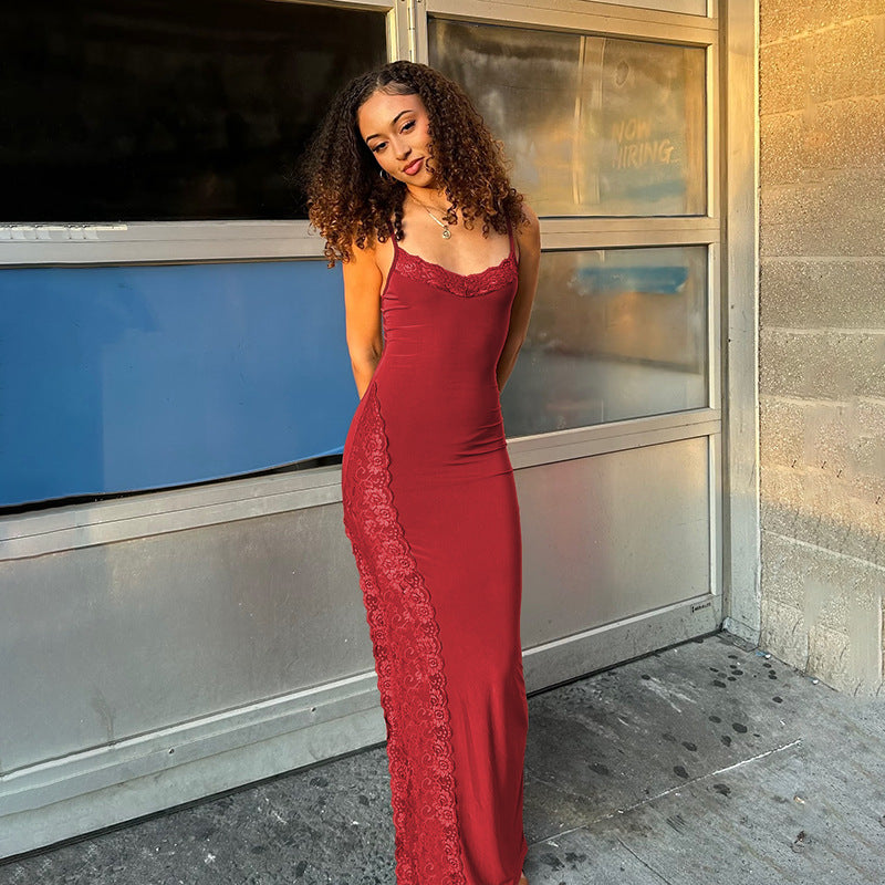 Robe maxi élégante pour femmes avec garniture en dentelle Chic und Stil