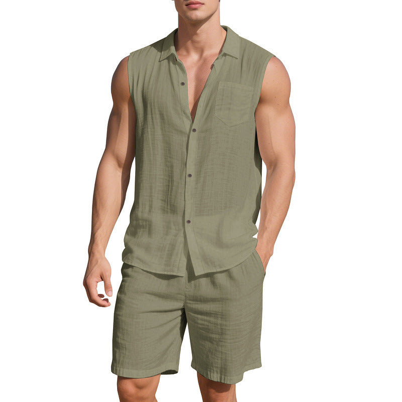 Tenue d'été décontractée pour hommes avec chemise sans manches et shorts Chic und Stil
