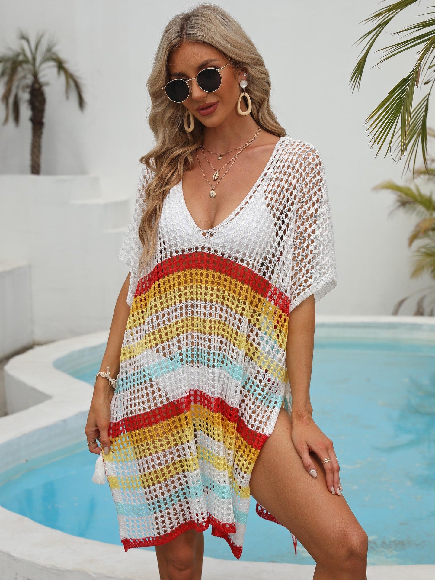 Tunique de plage en tricot ouverte légère et élégante Chic und Stil