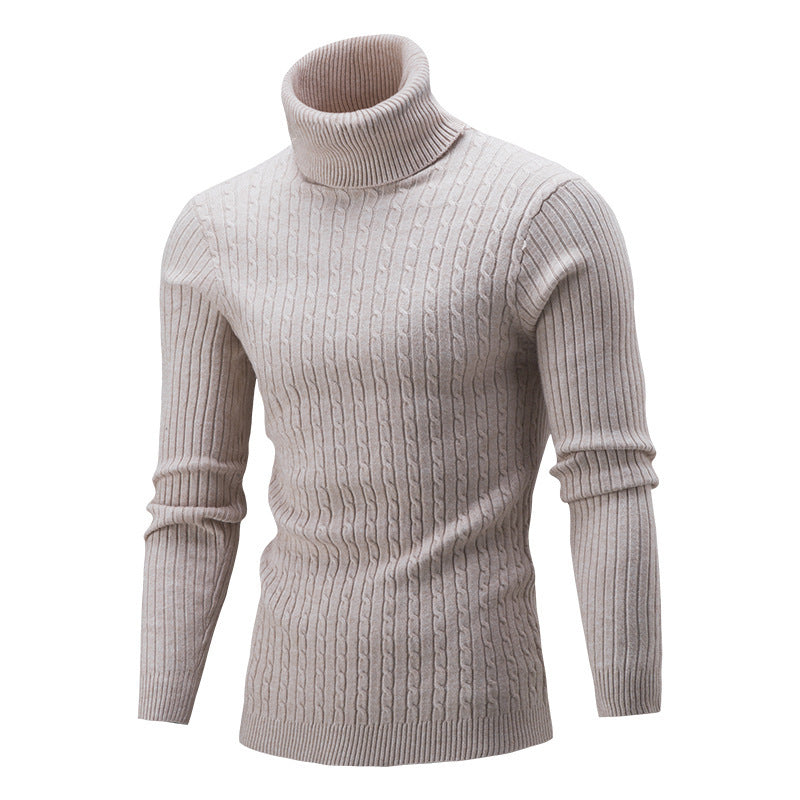 Pull-over à col roulé pour hommes avec un motif côtelé classique Chic und Stil