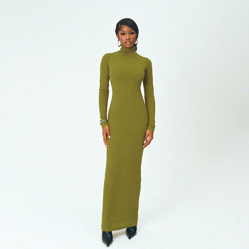 Robe maxi à col roulé ajustée pour femmes Chic und Stil