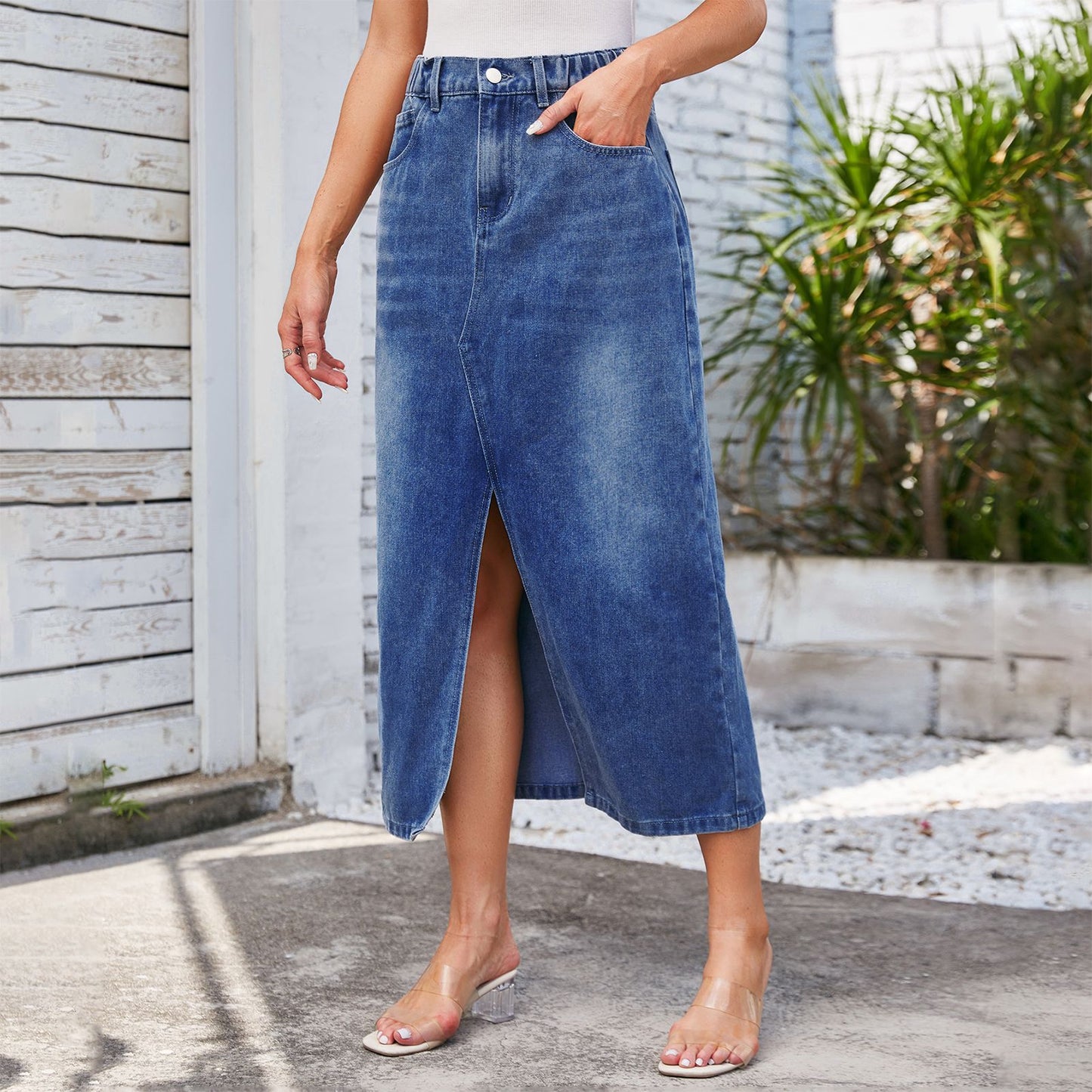 Jupe maxi pour femmes avec fente latérale et taille élastique Chic und Stil