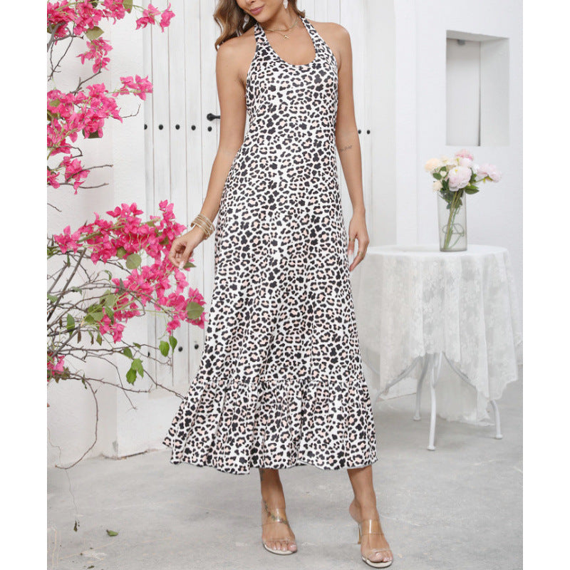 Robe maxi dos nu imprimé animal Chic und Stil