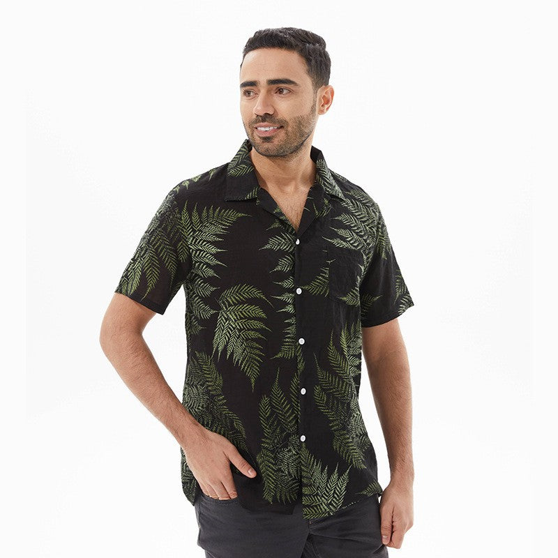 Chemise à manches courtes pour hommes au design tropical de feuilles Chic und Stil