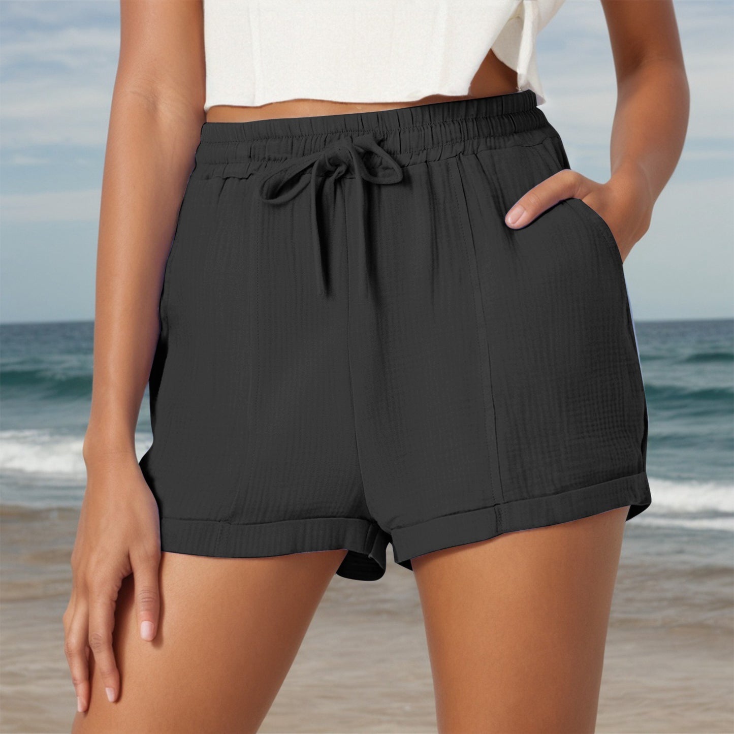 Shorts de plage à cordon léger pour femmes Chic und Stil