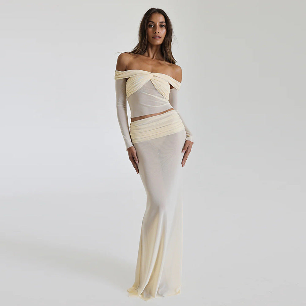 Robe de soirée deux pièces raffinée pour femmes en style off-shoulder Chic und Stil