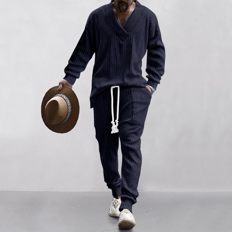 Costume en tricot décontracté pour hommes avec des structures en rib modernes Chic und Stil