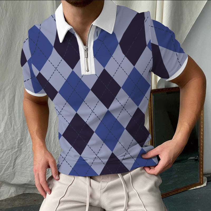 Polo-shirt à manches courtes à carreaux élégant pour hommes Chic und Stil