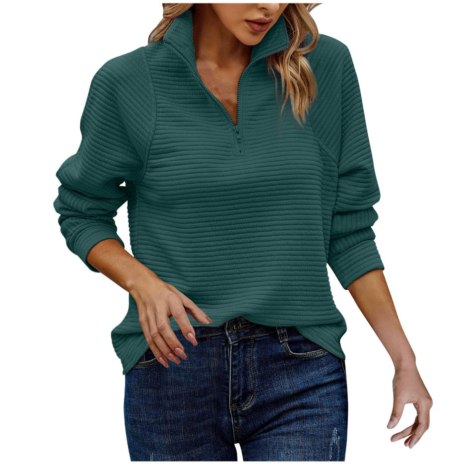 Pull en waffle à col montant et zip pour femmes Chic und Stil