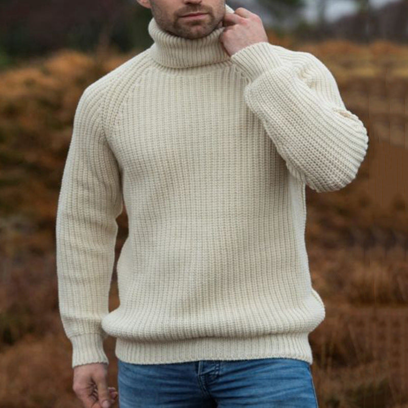 Pull homme en grosse maille avec col roulé repliable Chic und Stil