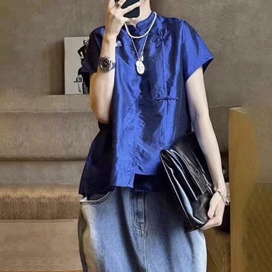 Chemise décontractée à col mandarin pour femmes Chic und Stil