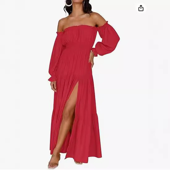 Robe maxi pour femmes avec un design sans épaules et des couches Chic und Stil