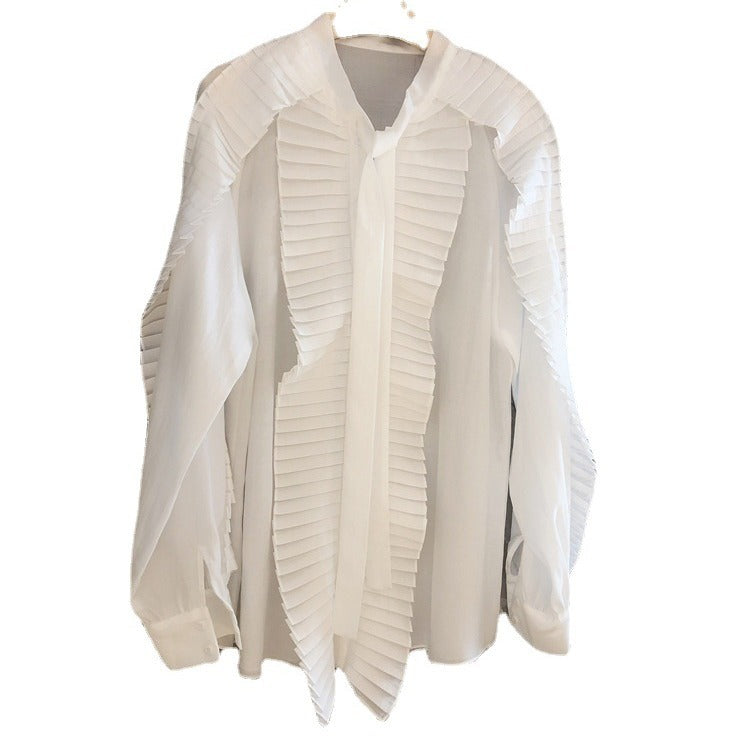 Blouse plissée élégante pour femmes avec détail nœud Chic und Stil