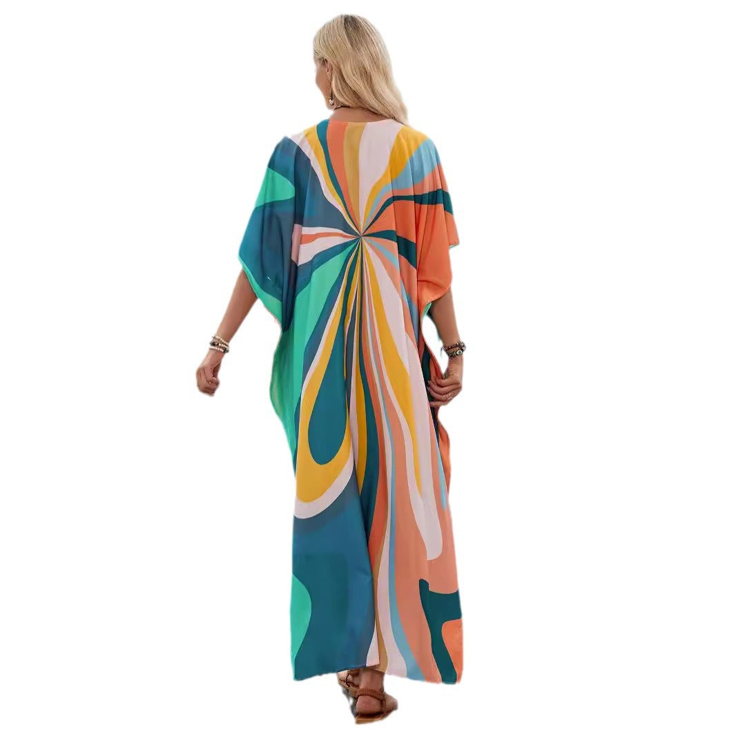 Robe kaftan à motifs vifs Chic und Stil pour femmes