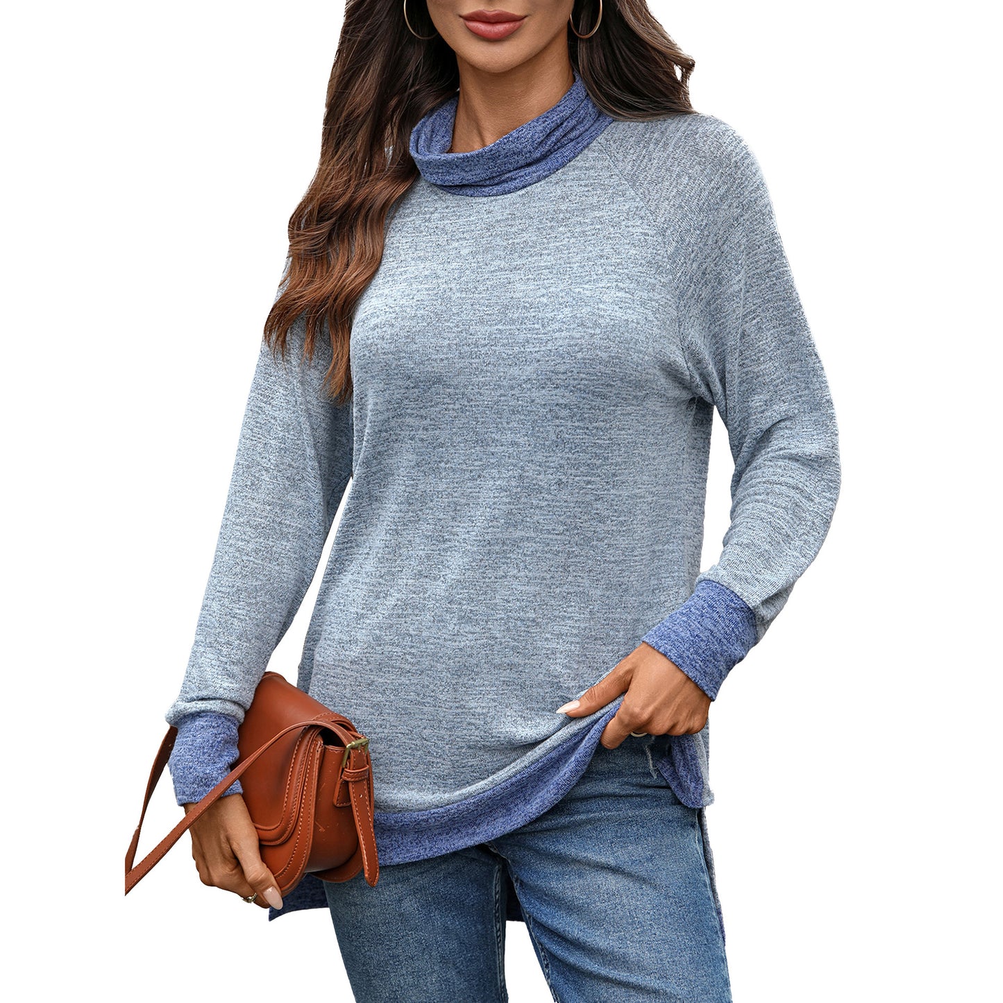 Pull casual pour femmes avec col montant et fentes latérales Chic und Stil