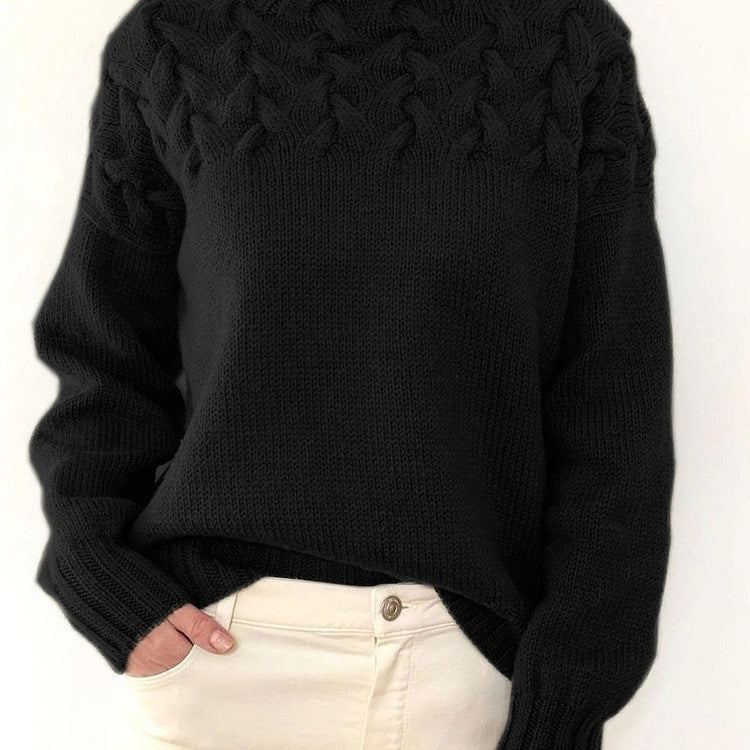 Pull en tricot pour femmes avec col montant et motif torsadé tendance Chic und Stil